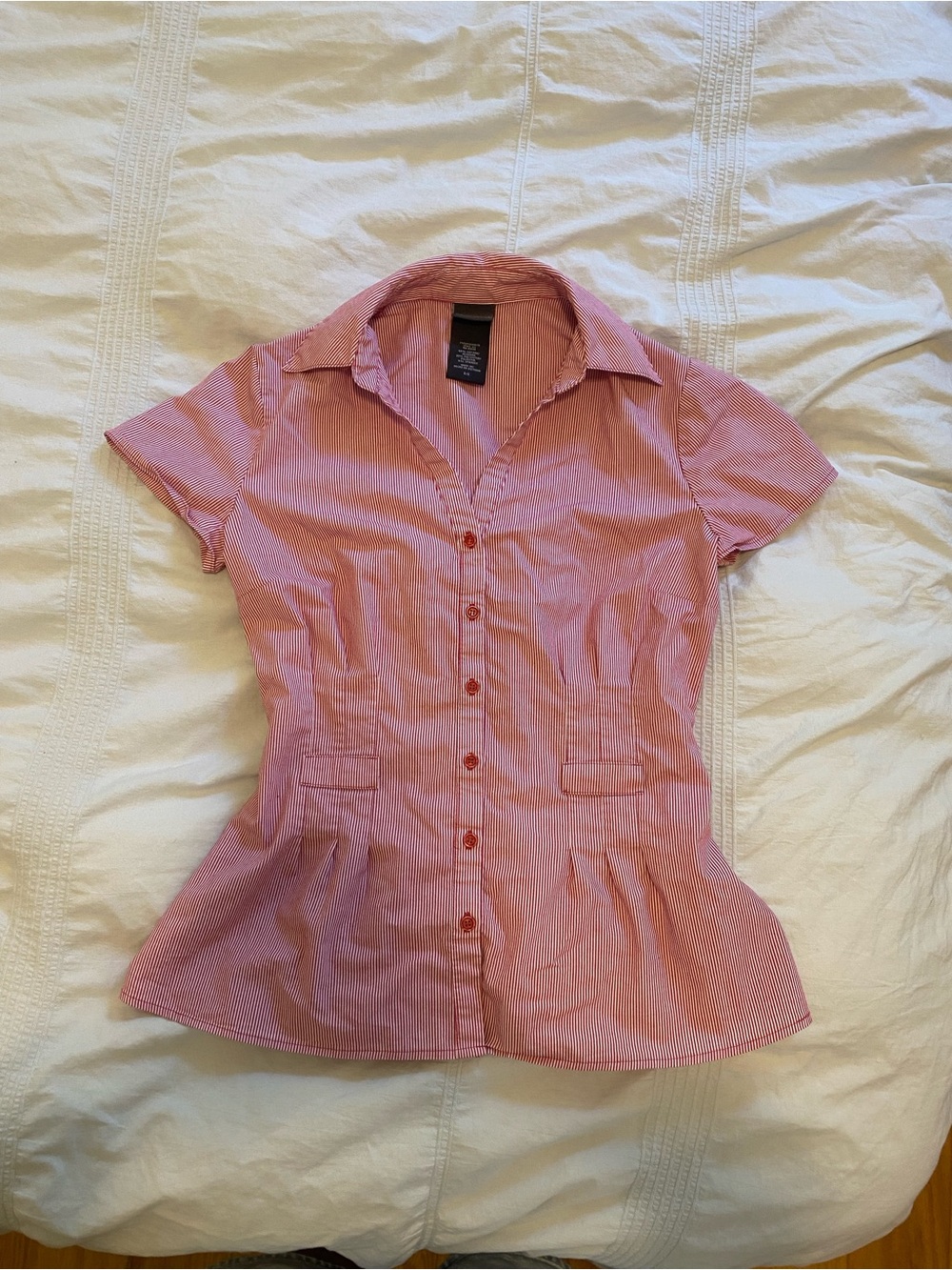 Women's Striped Button-Front Shirt - , Short Sleeve